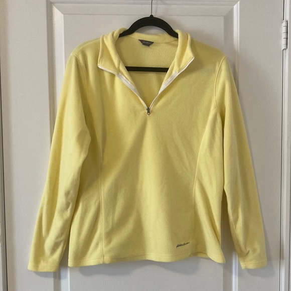 Pale Yellow Eddie Bauer Fleece Quarter Zip - Picture 1 of 6